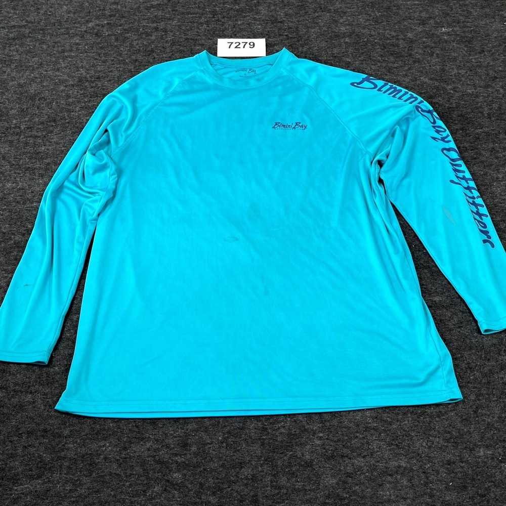 Bimini Bay Fishing Shirt Mens XL Blue Marlin Graphic Crew Neck Long Sleeve